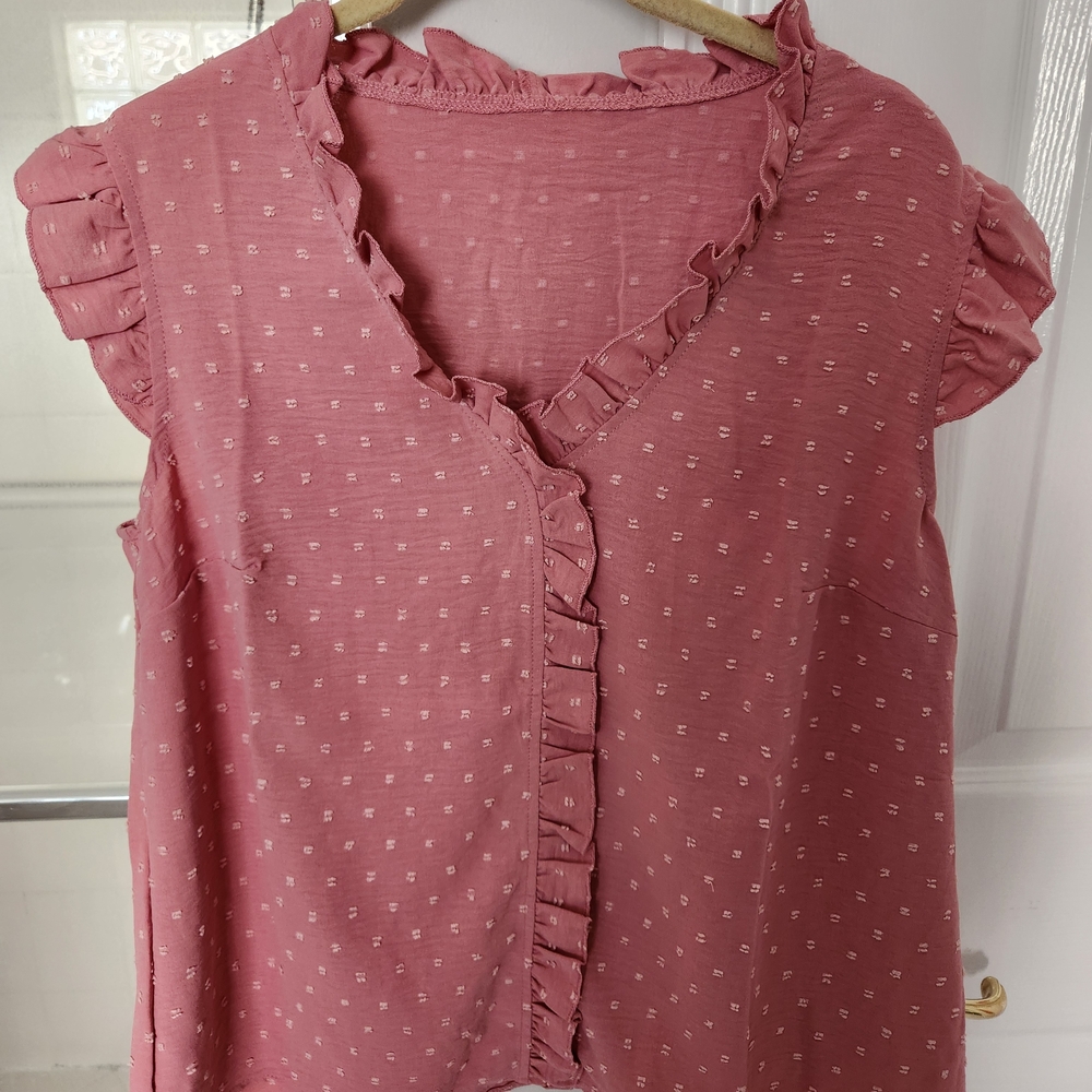 FINAL REDUCTION Pink LARGE ruffled Top